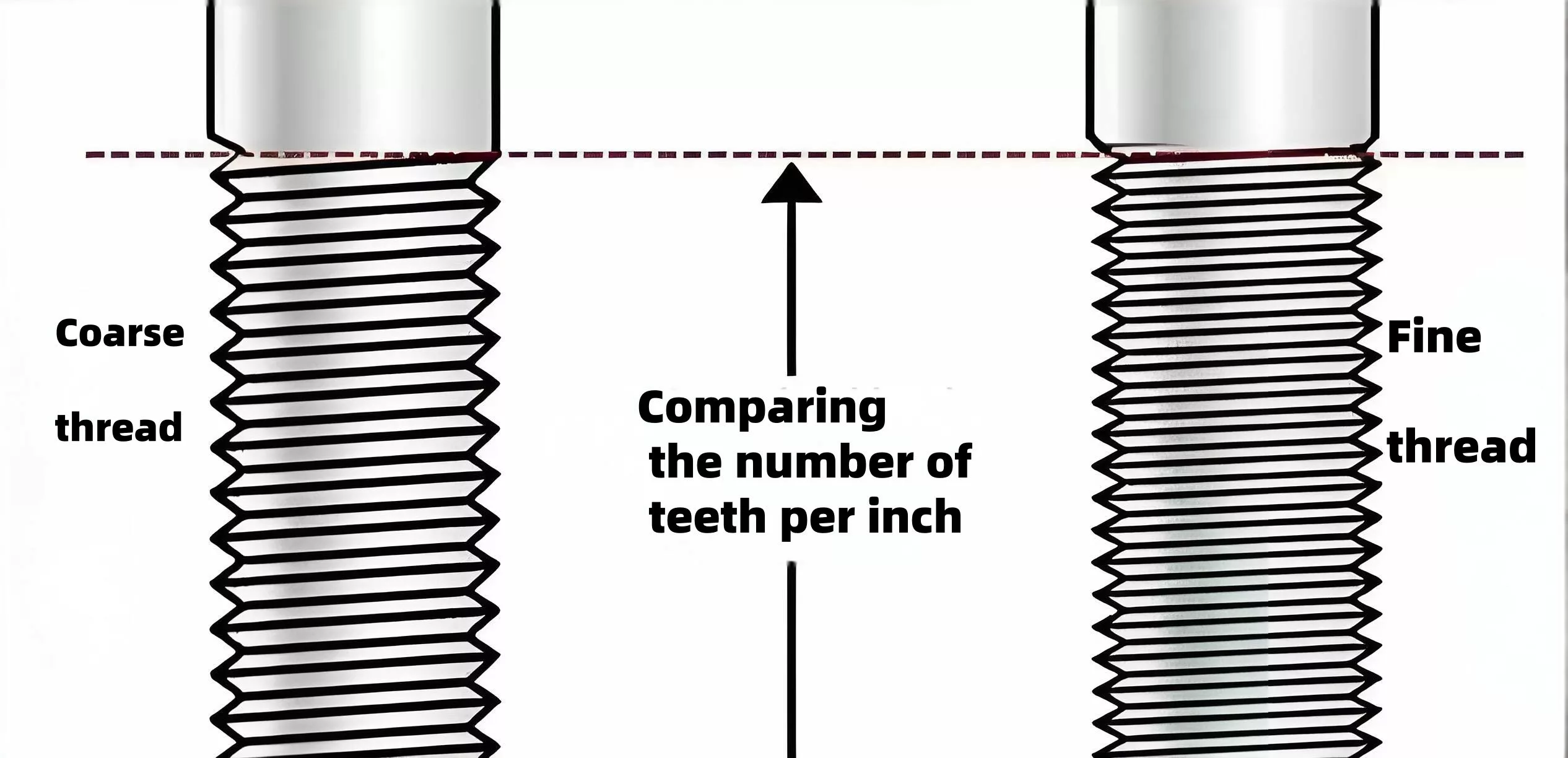 Coarse thread and fine thread